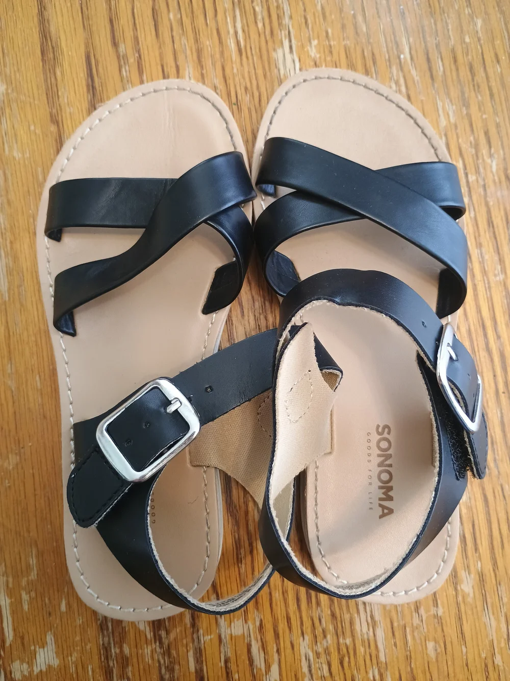 Little Girls Size 13 Sonoma Black Crisscross Buckle Strap Sandals